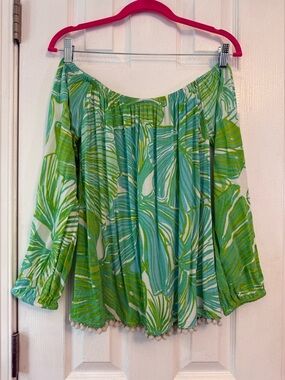 Lilly Pulitzer Green and Aqua Tropical Print Top